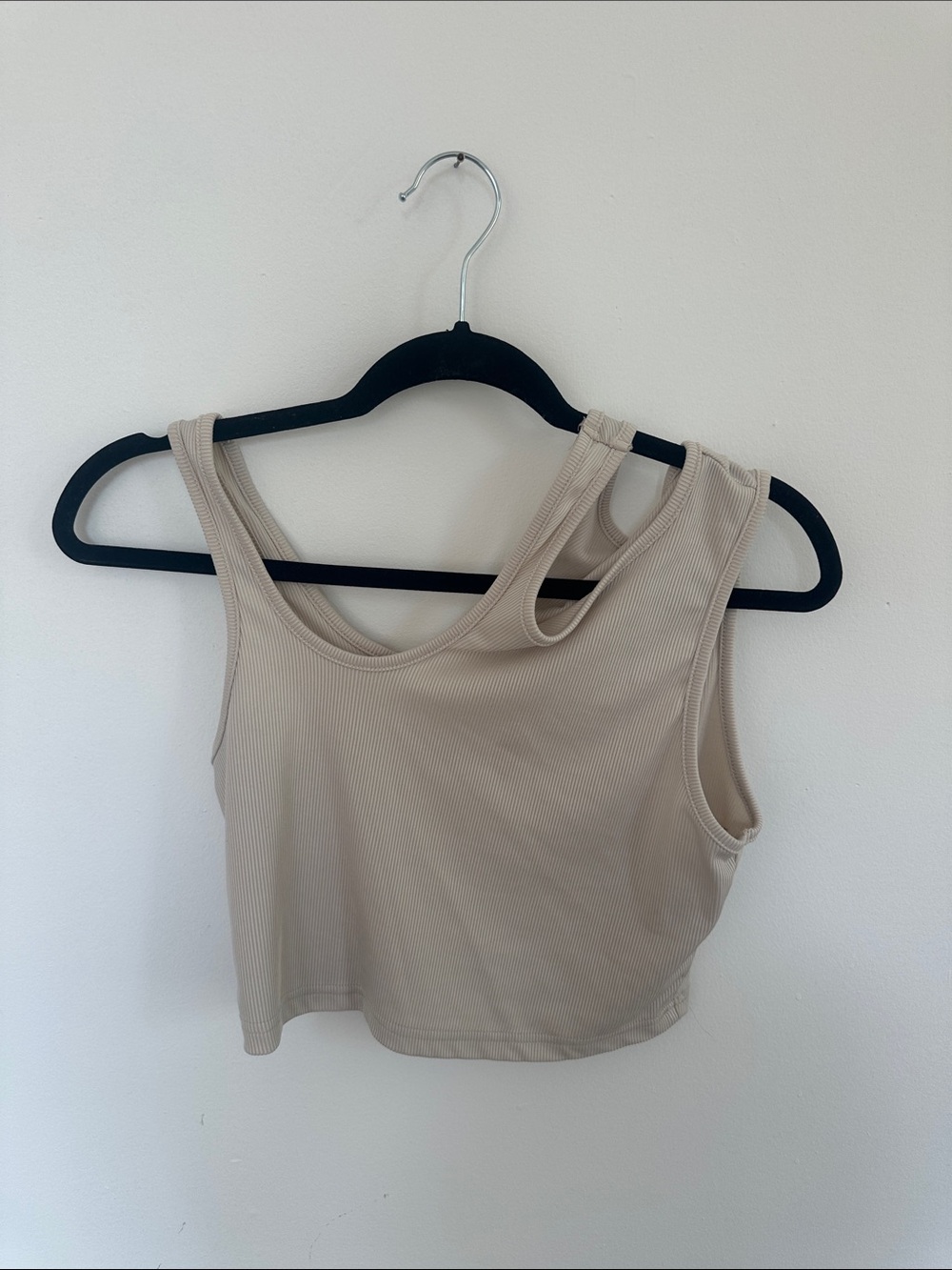 SHEIN Beige Ribbed Crop Tank Top